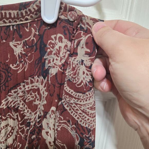 Garnet hill skirt womens size 10 brown pleated maxi cottagecore peasant hippie - Picture 8 of 8